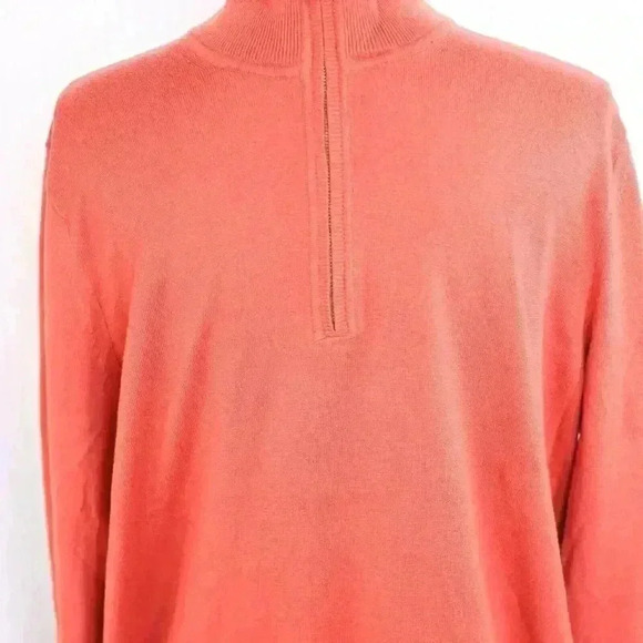 Men's Banana Republic Size M Cashmere/PIMA Cotton Rust high neck 1/4 Zip Pullove - Picture 3 of 12